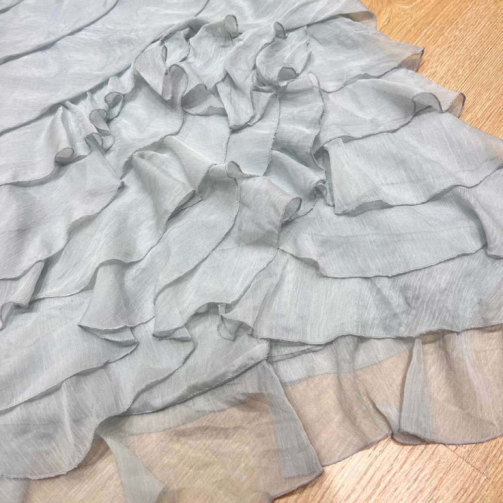 Light Blue Mint Ruffle Mini Dress - Picture 4 of 9
